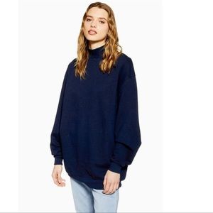Topshop Navy Blue Turtleneck Sweatshirt